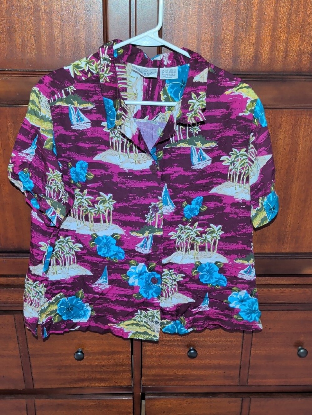 Tropical Print Short-Sleeve Shirt / Women's Hawaiian Top